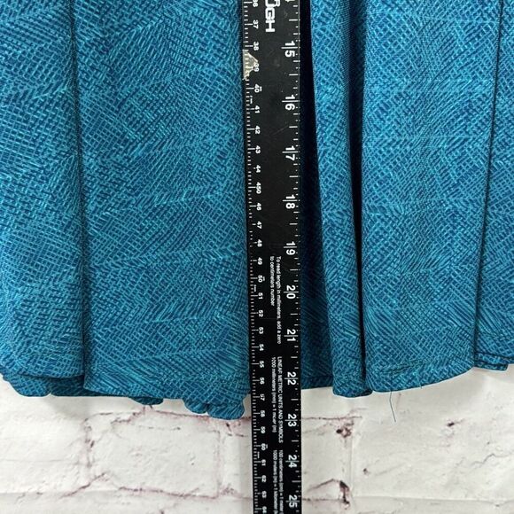 LuLaRoe Skirt Womens Small Pleated Midi Striped Pull On A Line Pocket Blue Teal - Picture 5 of 9